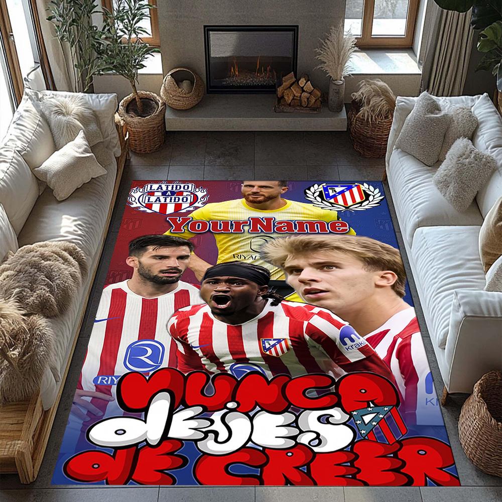 Atletico Madrid Customize Your Name Floor Rug Office Rug Suitable for Dormitory Hallway Entryway Decorate room Anti-slip Rug Office home decor