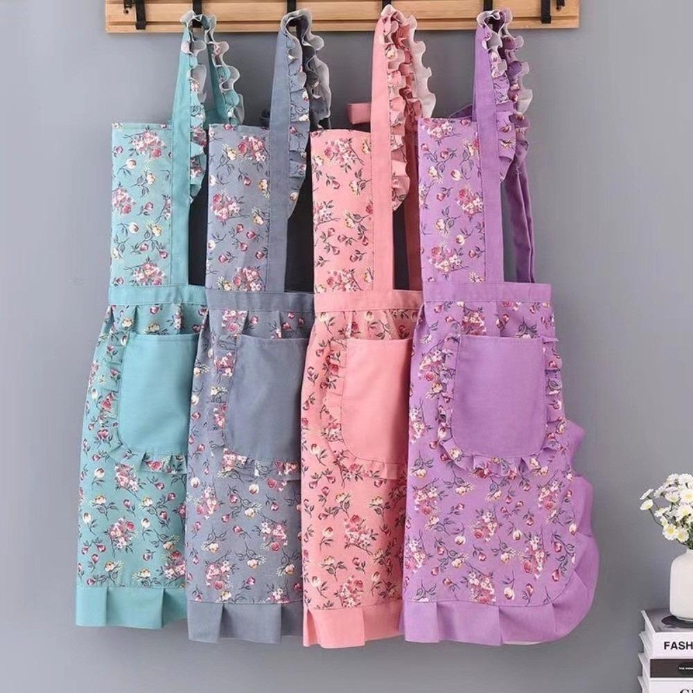 Breathable Ruffle Edge Apron Oilproof Kitchen Apron New Floral Apron Kitchen Cooking