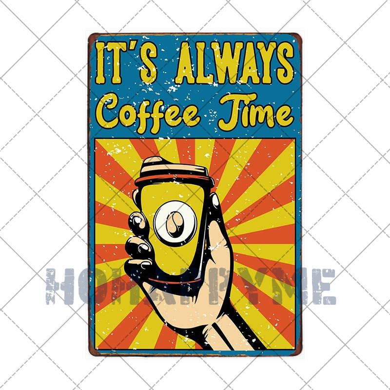 Letrero de Café Retro Decoración de Café Bar Placa Vintage Tienda de Bebidas Decorativo Pared Pub Club Póster 20x30cm