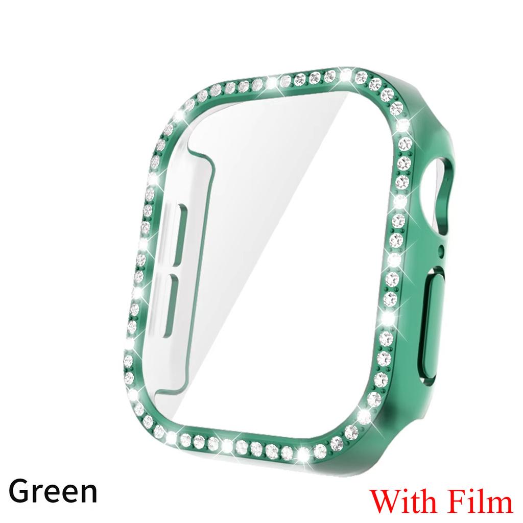 Glass+Diamond Cover For Apple Watch Case 46mm 42mm Bling Bumper Protector for iWatch Series 11 10 46 42mm Watch Case