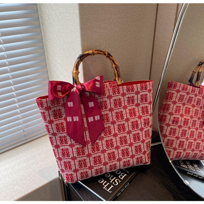 

Red Xi Character Large Capacity Bag for Women 2025 Super Fire Hand Gift Bag Satchel Wedding Bag Daily Available Bridal Bag Red