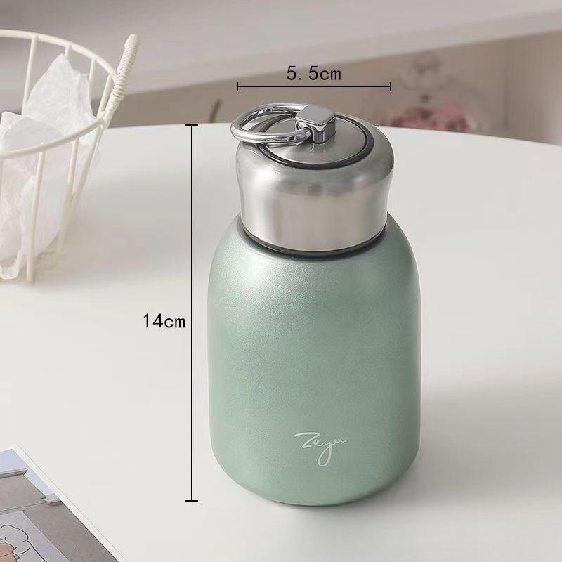 300ML Stainless Steel Vacuum Flask with Lifting Ring Mini Thermos Cup Car Insulated Cup Portable Travel Water Bottle Coffee Mug