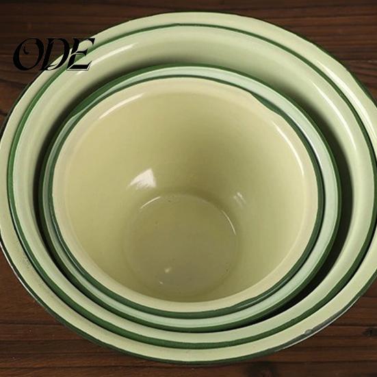 Unique Soup Bowl Vintage Enamel Deep Thickened Retro Rice Noodle Storage Container Dishwasher Safe Serving Pot for Hot Meals Basin