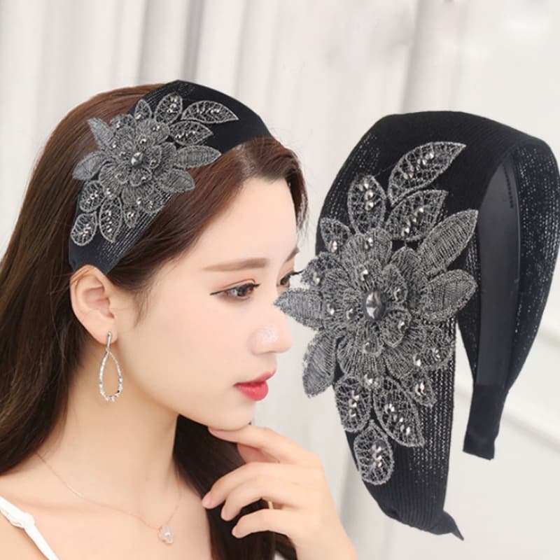 Wide-Brimmed Hairpin Non-Slip Breathable Large Flower Simple Headband Hair Band