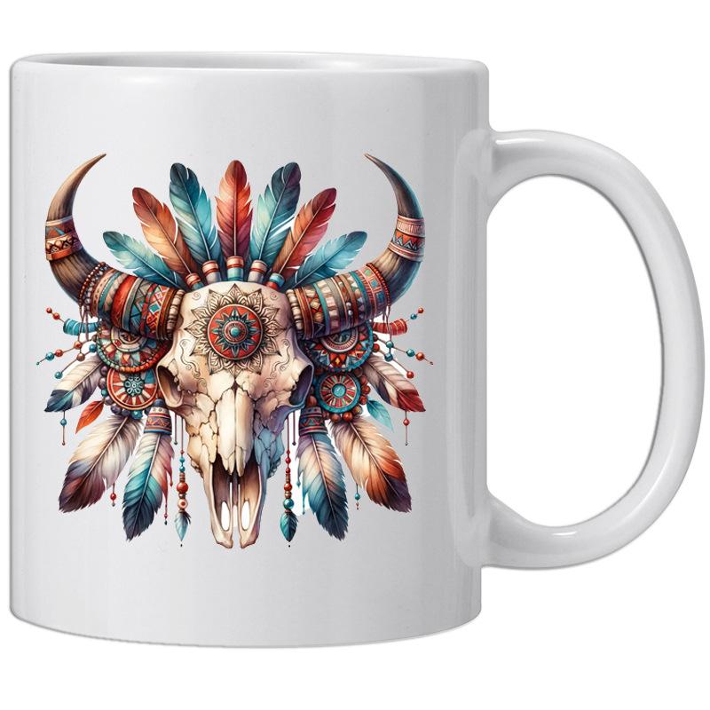 

Кость Кость Череп Керамическая Кофейная Кружка Чайная Чашка Этнический Трайбл Стиль 301-400ml