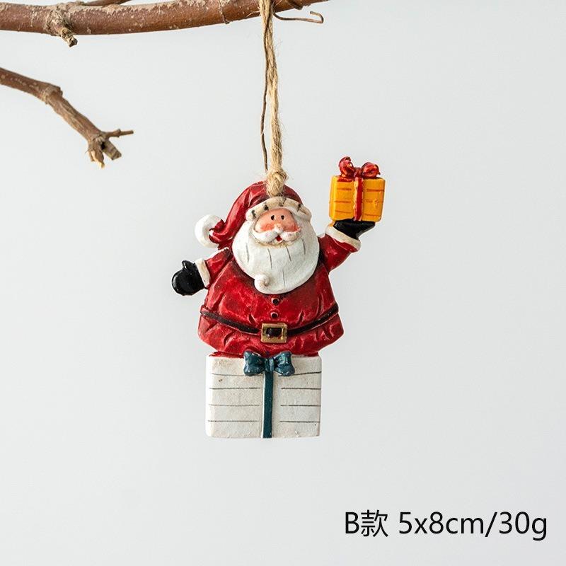 New Christmas Painted Resin Santa Claus Heart Pendant Retro Style Christmas Tree Imitation Ceramic Decoration navidad 2025
