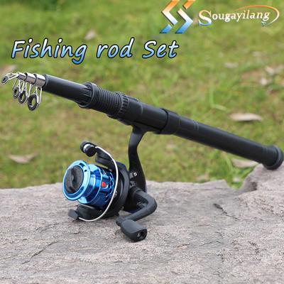Canna da pesca con mulinello rotante Mini canna da pesca Set mulinello Canna da pesca portatile Combo Attrezzatura da pesca