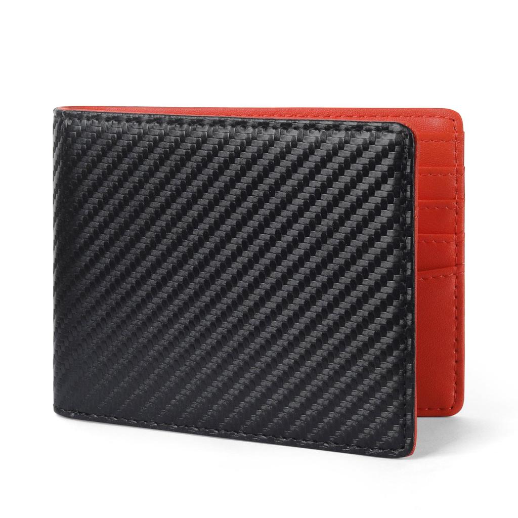 Men's Carbon Fiber Texture Bifold Wallet with Multi-Card Slots