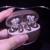 Flower Blossom Rotating Ear Clip Earrings For Earphone Non Pierced Women Shining Jewelry For Party And Office Style
