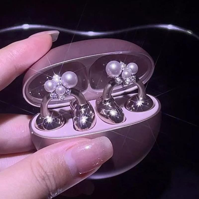 

Earrings For Ear Clip Earphone Rotating Flower Blossoms Shining Decorations Beautiful Earphone Accessories one size
