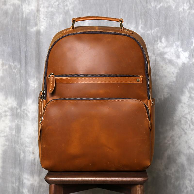 Vintage Top Layer Cowhide Backpack Made of Genuine Leather Men s High-Capacity Computer Backpack Casual Business Travel Backpack
