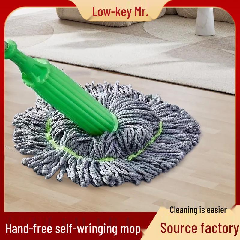 Hands-Free Self-Wringing Rotating Mop for Wet/Dry Use - Quick Squeeze & Vertical Storage