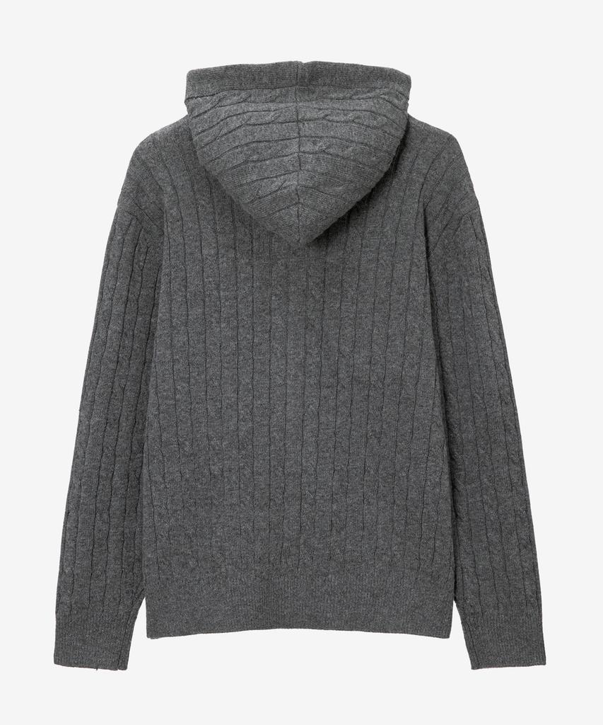 Mindbridge [Comfy] Wool Blend Cable Hooded Zip-Up Semi-Oversized Cardigan Mzcd71A2