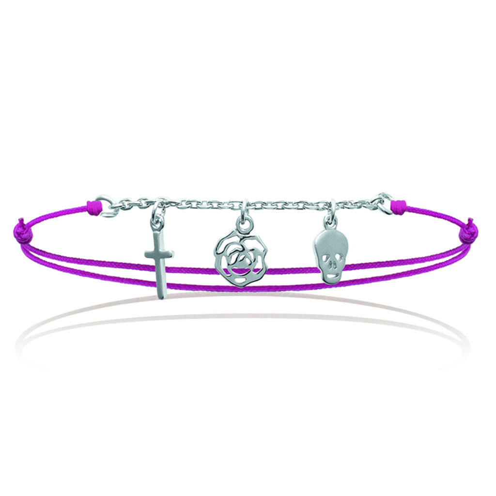 Les Trésors De Lily [J0810] - Bracelet Argent 'Tête de Mort' rose argenté - 10 mm