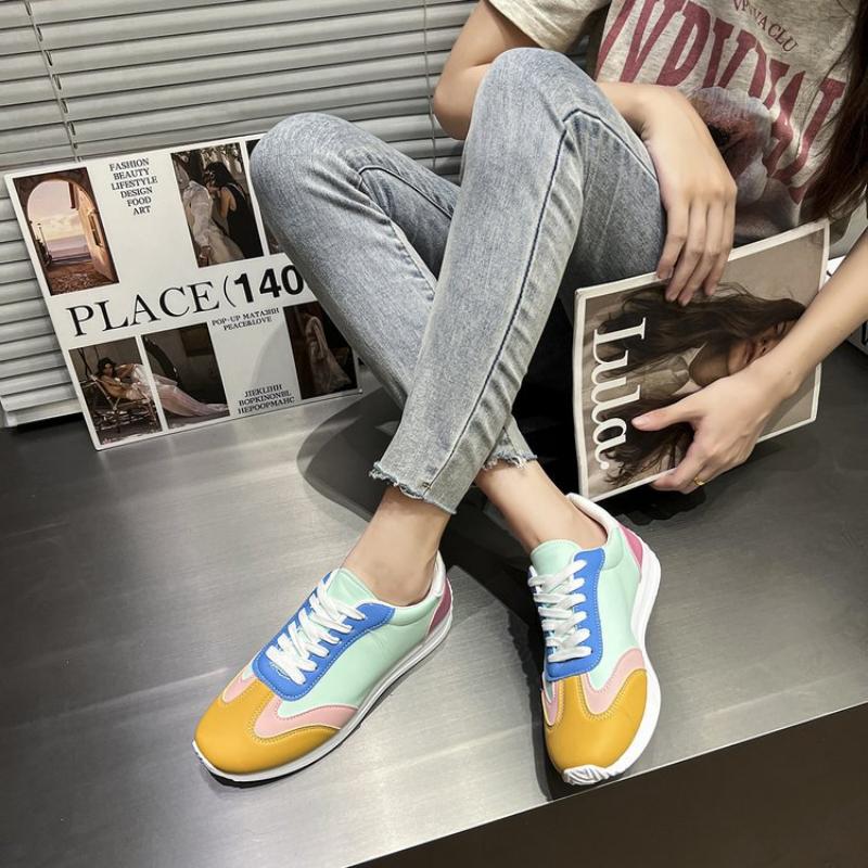 Women's Shoes, Women's Sneakers, Student Shoes, White Shoes, Low-top Round-toe Lace-up Casual Shoes