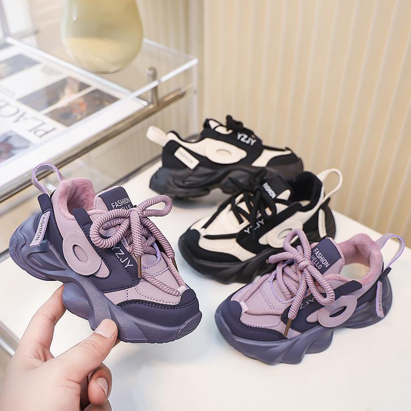 Classmate girls' dad shoes 2025 autumn and winter new two-cotton sports shoes girls' soft-soled thick-soled heightening running shoes