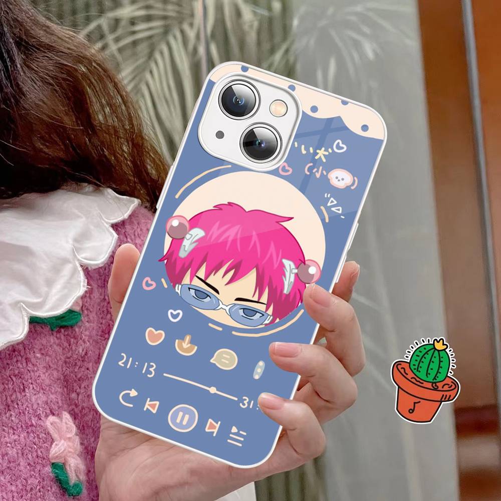 Anime Saiki Kusuo Tempered Glass For Iphone 14 13 12 11 Pro Mini XS MAX 14Plus X XS XR Cover