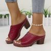 New large size slippers high heel fish mouth casual one pedal women's slippers women