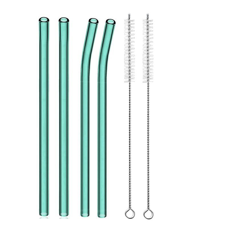 4 szt. 20 cm Szklane Słomki do Picia Wielokrotnego Użytku Kolorowe Szklane Słomki do Napojów Sok Ekologiczne Słomki Koktajlowe Barowe Naczynia do Picia