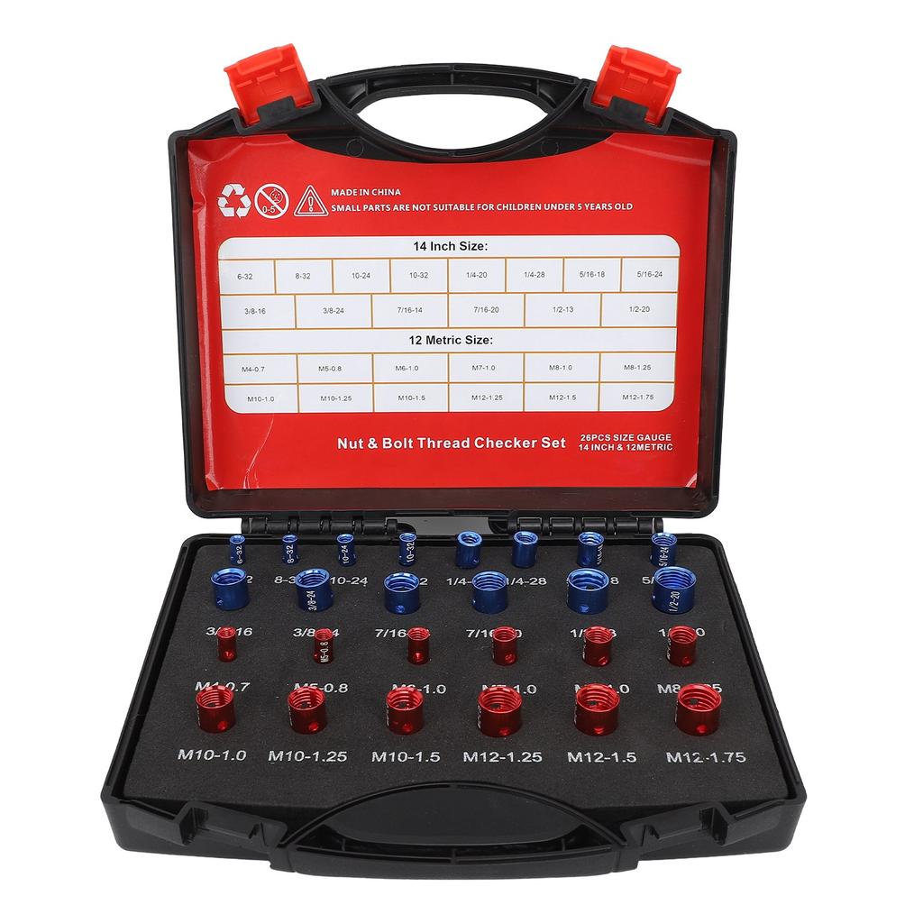 Nut Bolt Thread Checker Imperial Metric Aluminum High Accuracy Thread Checker Box for Checking