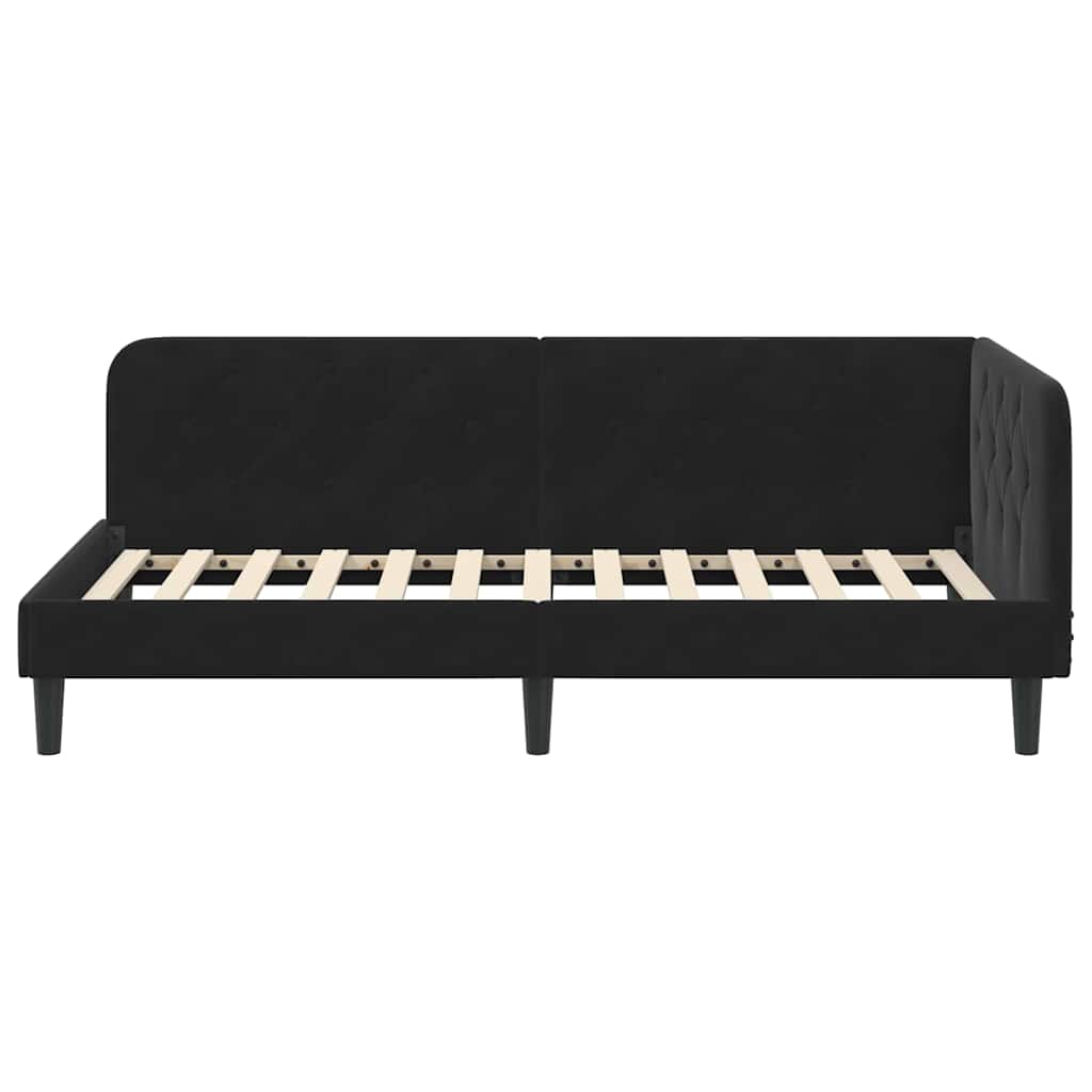 L Shaped Bed Frame Black 90 x 190 cm Velvet