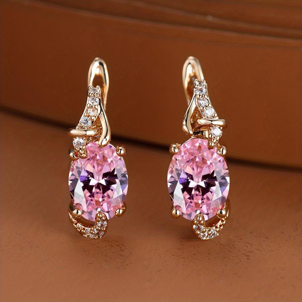 New colorful earrings exquisite copper inlaid zircon simple ear buckle light luxury high-end ear buckle earrings women
