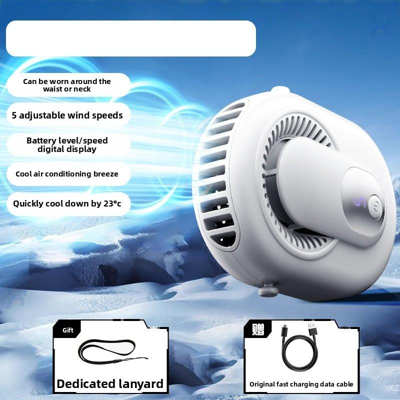 Portable Neck Fan Rechargeable With 5 Speed Levels Personal Cooling For Summer Outdoor Work