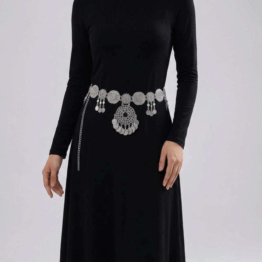 Metal Ethnic Style Belt Adjustable Body Chain Retro Tassel Belly Chain Dress Ornament