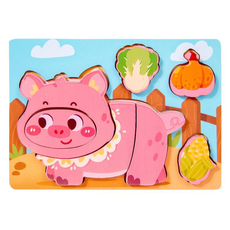 Montessori dřevěné puzzle pro batolata pro děti Montessori hračky pro batolata 2 3 4 5 let Nejlepší 3D puzzle vzdělávací hračka dinosaura