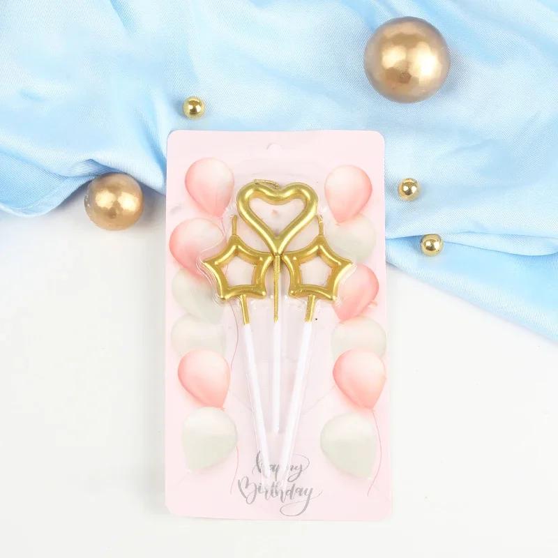 

Star Heart Birthday Sparkler Candle Romantic Cake Decoration Birthday Cake Topper for Party Wedding Valentines Day Supplies Tool золотий