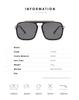 3184 Große quadratische Metallrahmen-Sonnenbrille mit Doppelsteg, UV-Schutz, Braun, Europäischer Stil für Damen und Herren