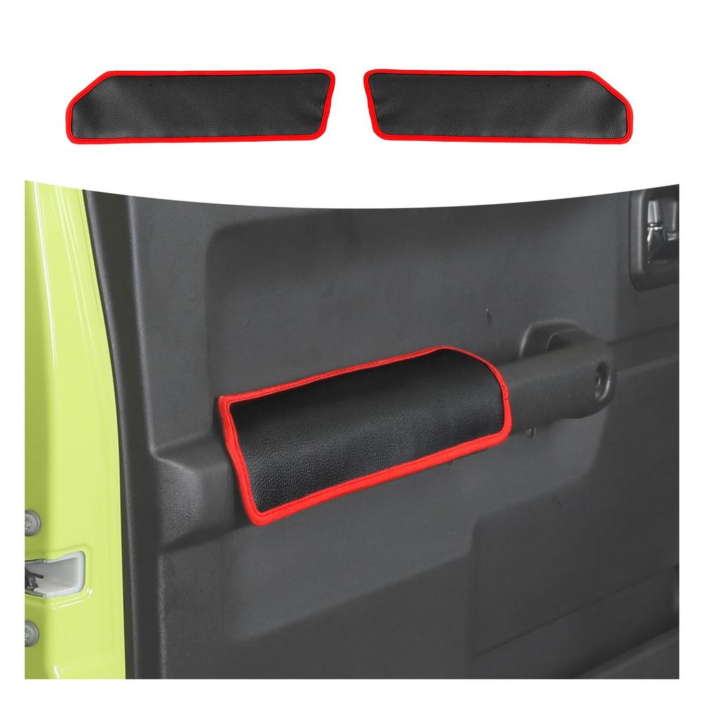 ANTC Rubber Door Pocket Interior Rubber Mats for Suzuki Jimny JB64 Easy Set Anti-Slip Mats, & JB74, Installation, Wear-Resistant, Red, 2-Piece