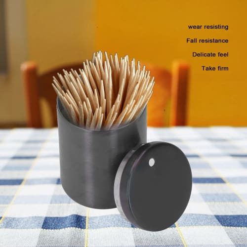 Stainless steel toothpick holder with lid for convenient toothpick storage, perfect for home, cafe, or restaurant use (black)