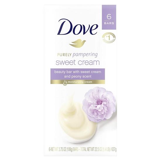 

Dove Purely Pampering Beauty Bar для более мягкой кожи Сладкий крем и пион Более увлажняющее, чем кусковое мыло 3,75 унции 6 кусков