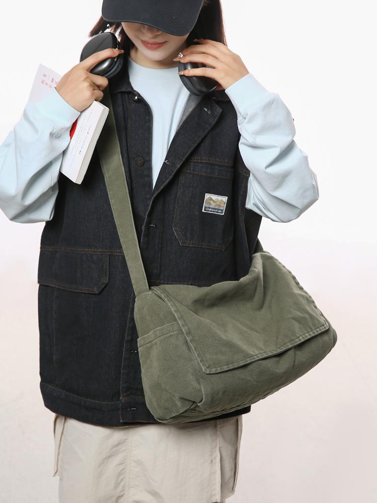 Grand sac bandoulière en toile pour femmes: Style Rétro Japonais, Sac à Dos Polyvalent pour Étudiants