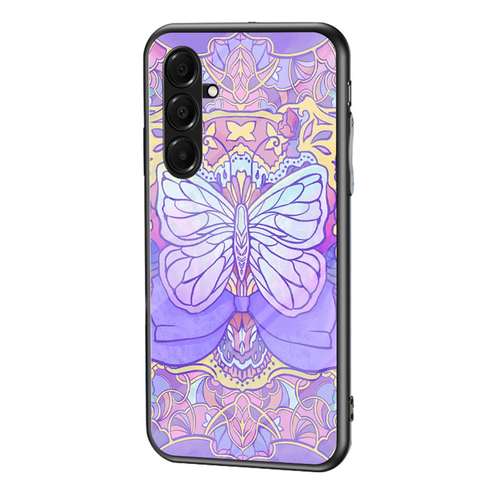 For Samsung Galaxy A17 5G Case Butterfly Pattern TPU+Tempered Glass Protective Phone Cover