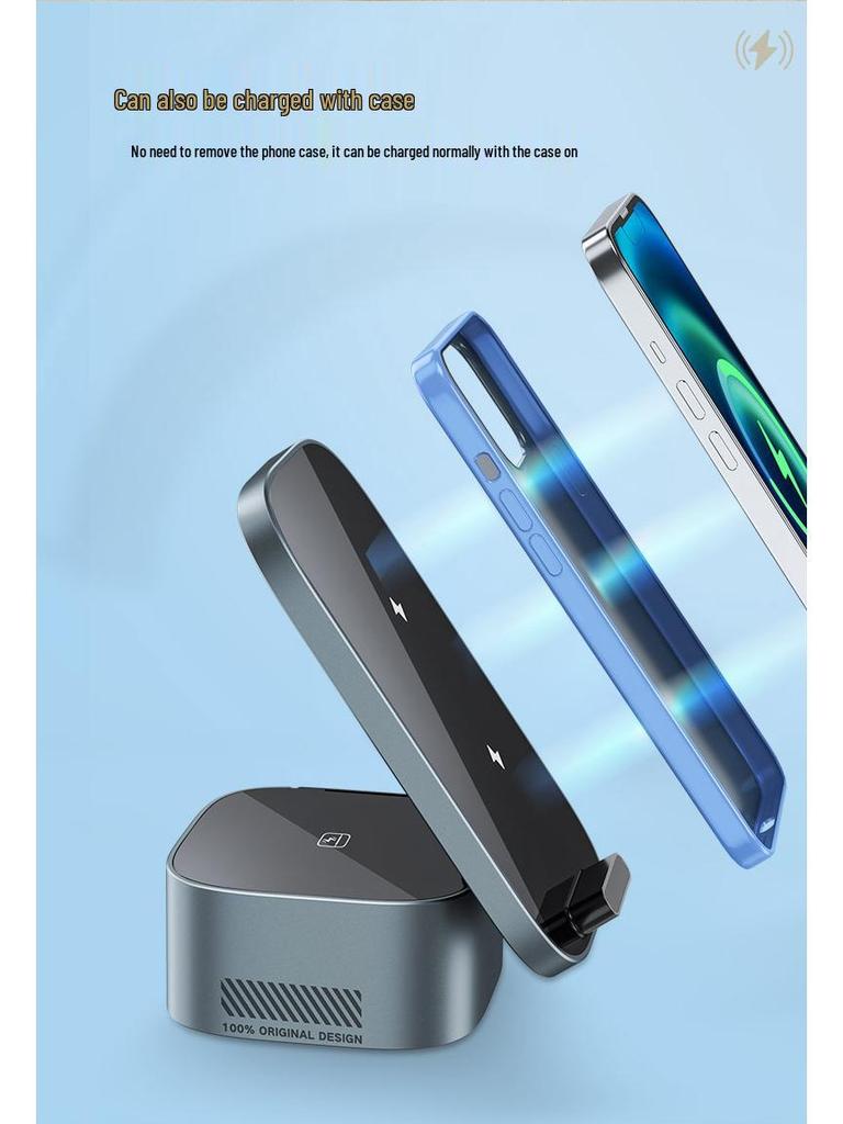 Foldable 3-in-1 Wireless Charging Stand for iPhone, AirPods, and Apple Watch