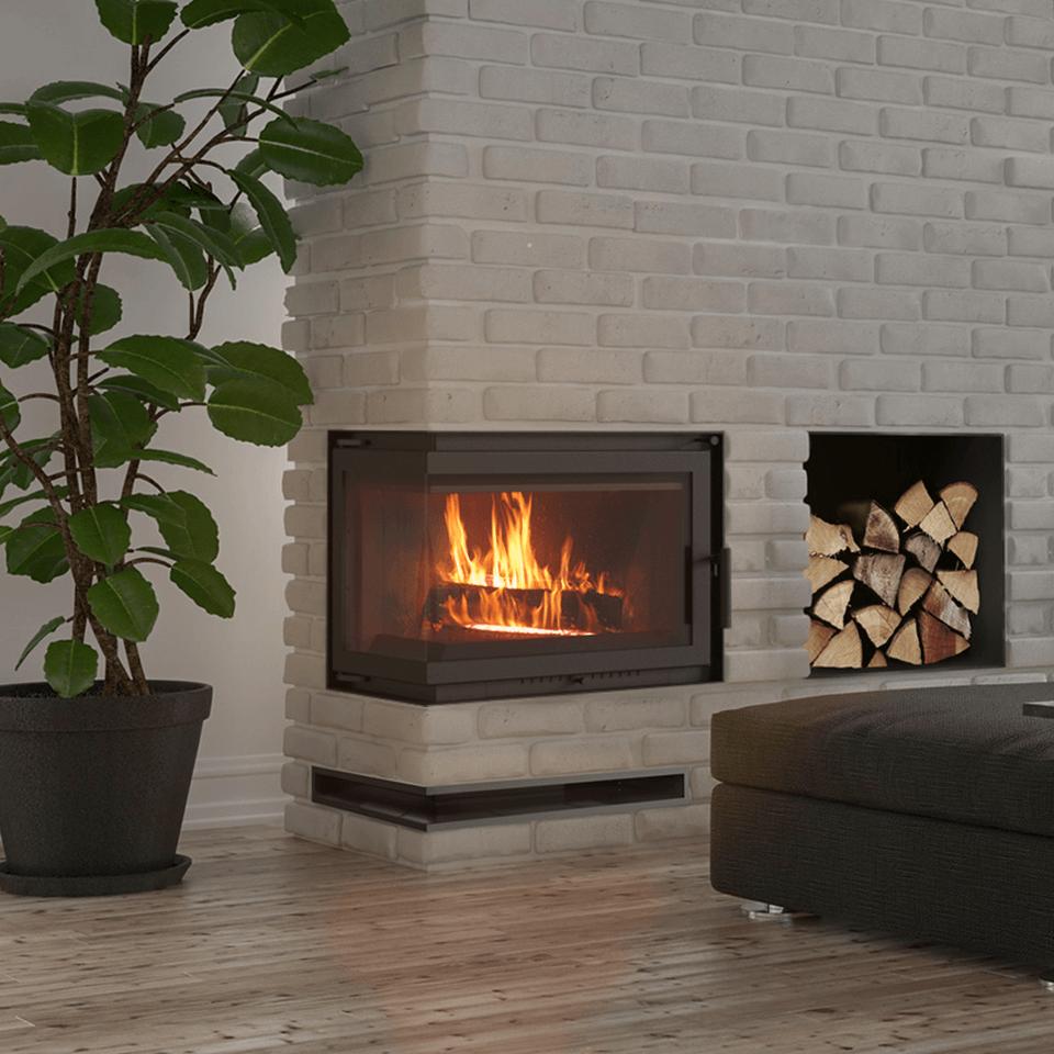 Cast Iron Fireplace KRATKI SIMPLE Left 8 kW Ø 200 Set