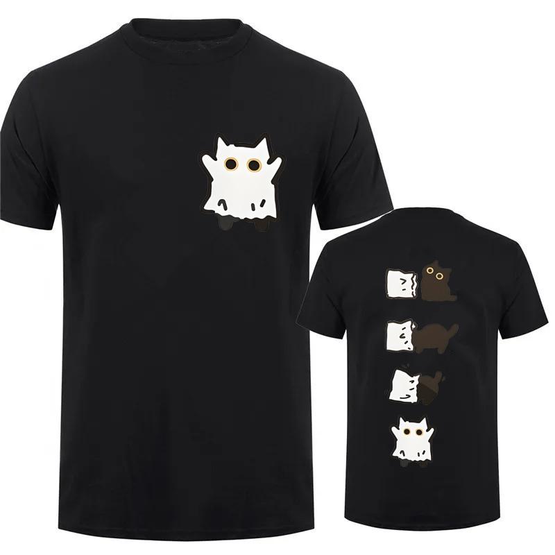 Summer T-shirts Streetwear Boo Black Cat Graphics Printed Tees for Women Men Clothing Horror Spooky Season Tops T Shirt Unisex