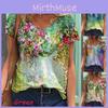 Comoda Blusa da Donna con Scollo a V a Maniche Corte Maglietta Casual con Stampa Floreale Tunica