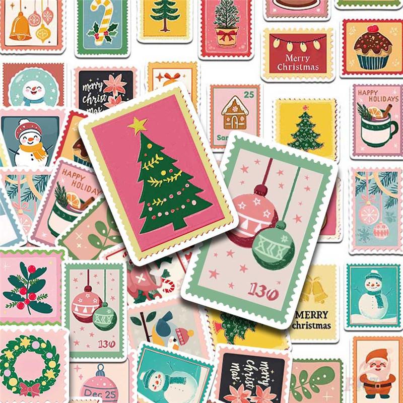 50Pcs/Set Pink Christmas Stamp Series 02 Stickers DIY Fashion Waterproof Doodle Decals Stickers