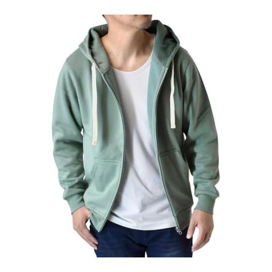 [Aruge] Sweatshirt Full Zip Parka Men s TC Brushed Lining Stretch Fleece Brushed Cold Protection Zip Parka Rib / B4N