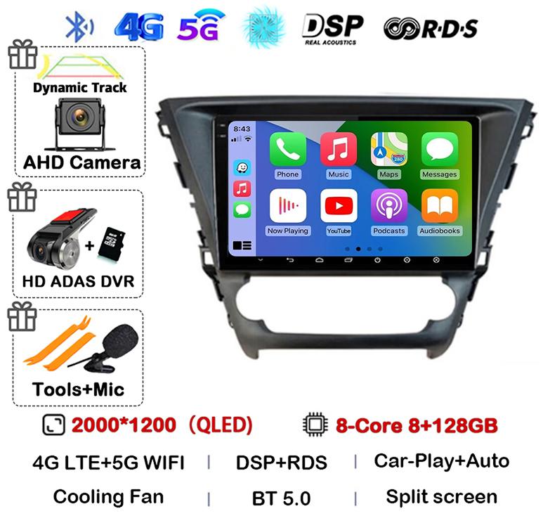 Android 14 Carplay Auto WIFI+4G For Toyota Avensis 2018 2019 2020 Car Radio Multimedia GPS Stereo Video Player DSP 360 Camera BT