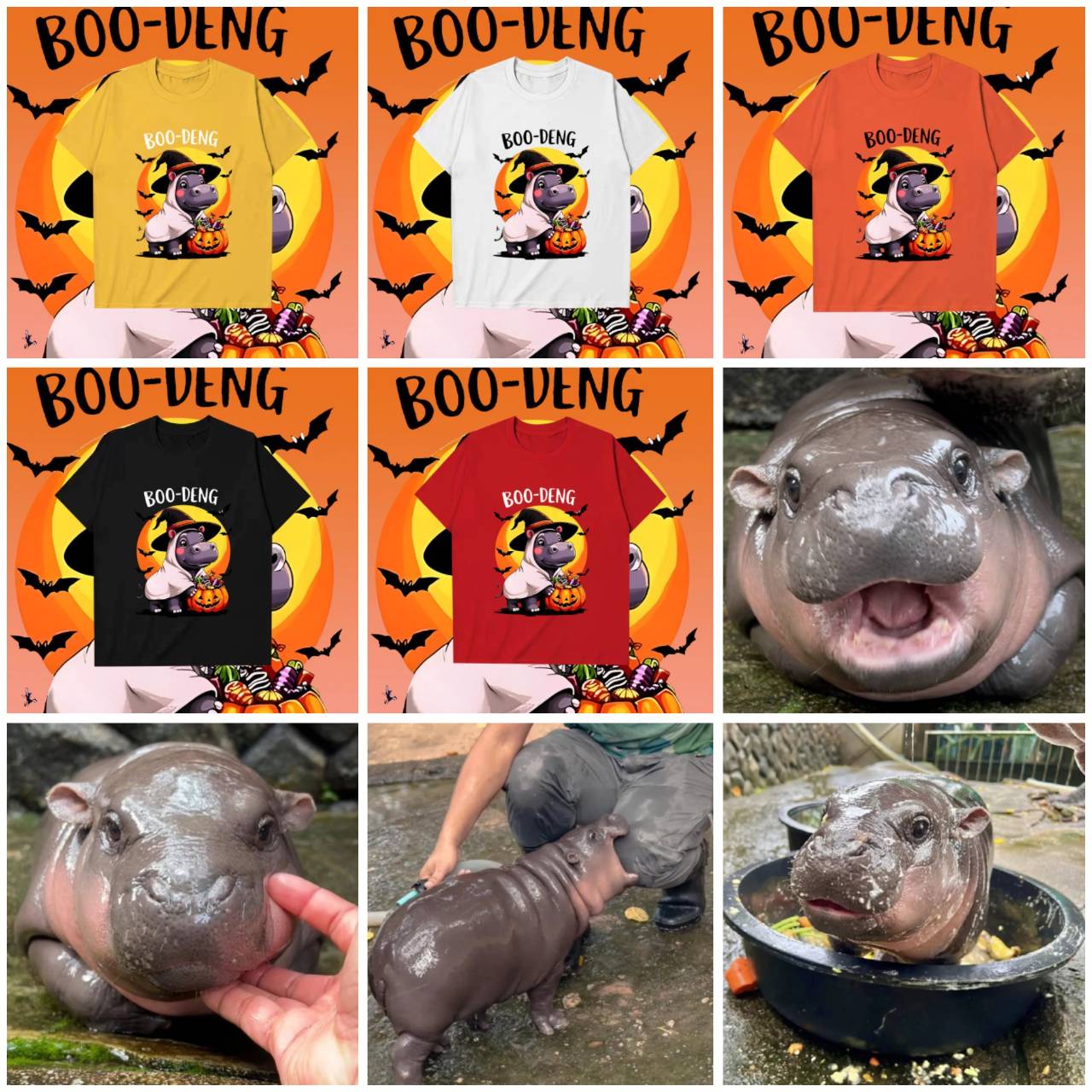 Футболка с принтом крошечного бегемота Moo Deng Tiny Baby Hippo Star Thailand Cute Pygmy — фото 2