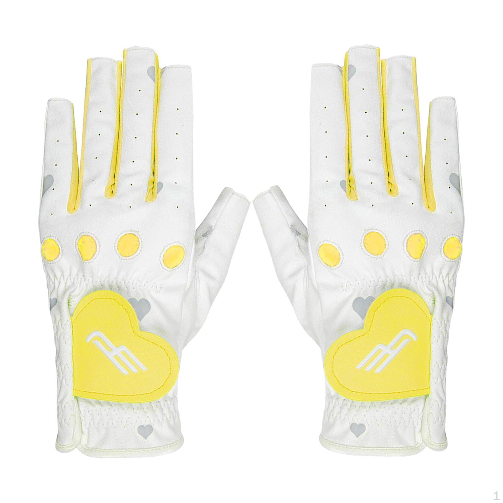 PU Women s Golf Gloves, Flexible, AntiSlip, Breathable, Soft for Gym Yellow 22