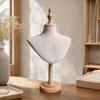Freestanding Jewelry and Scarf Display Mannequin PinFriendly clothCovered Bust with Wooden