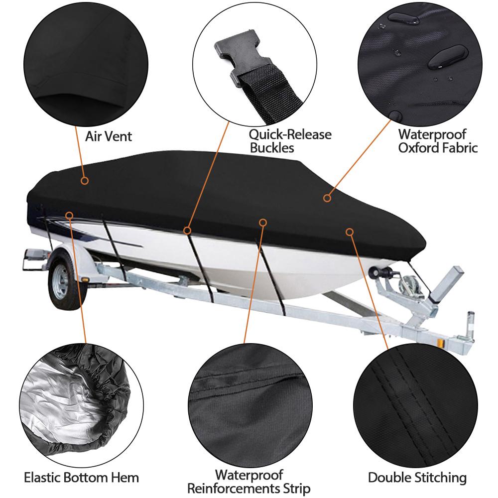 210D Yacht Boat Cover 11-19FT Barco Boat Cover Anti-UV Waterproof Heavy Duty  Marine Trailerable Canvas Boat Accessories