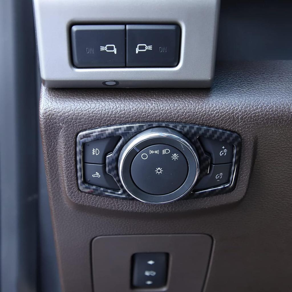 RT-TCZ Headlight Switch Button Cover Trim for Ford F150 & Mustang 2015-2022(Carbon Fiber Grain)