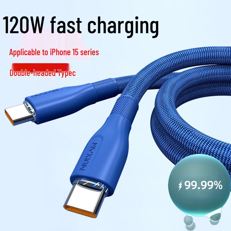 120W Dual Type-C Fast Charging Cable for Apple 15/16, Huawei, Honor Laptop 6A
