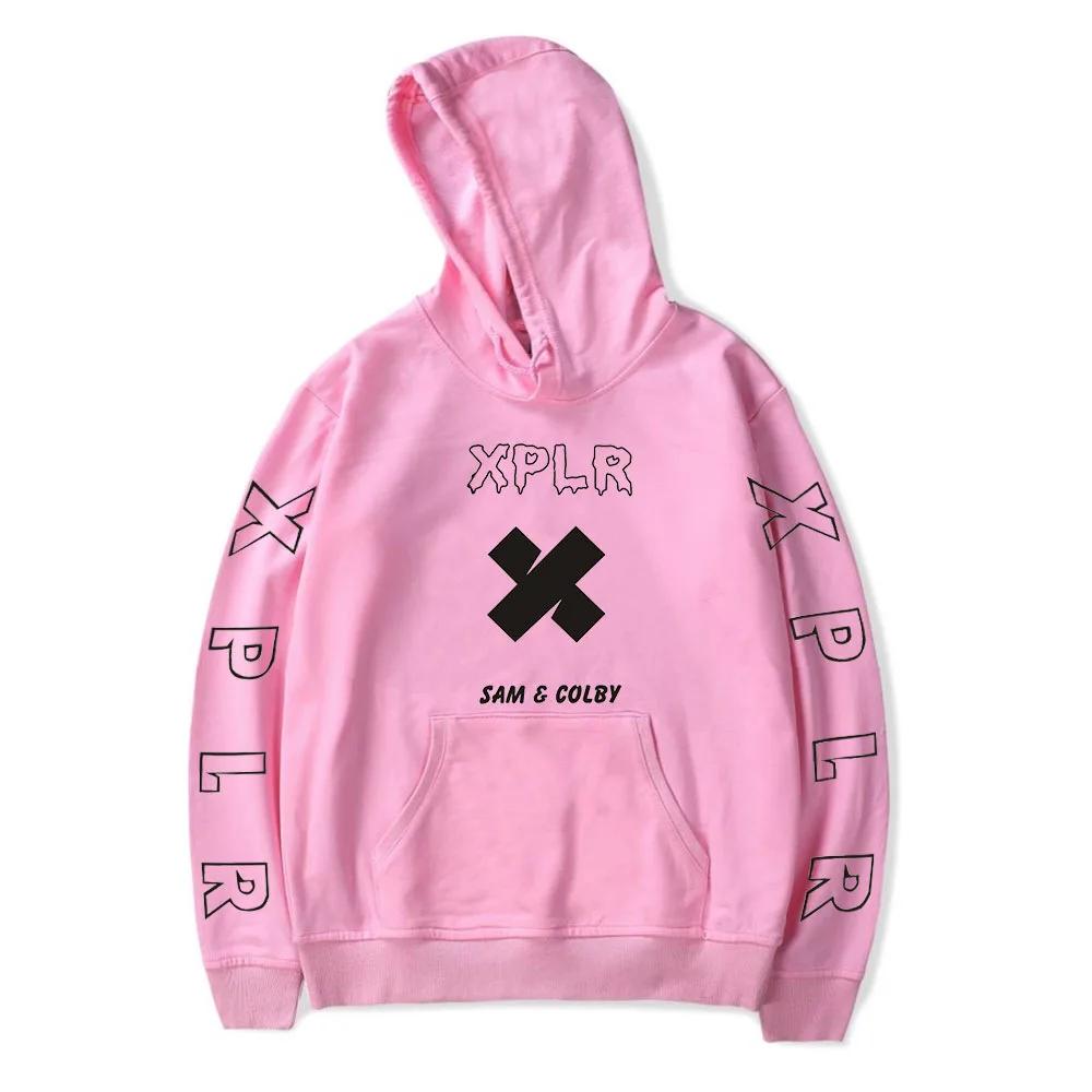 Mikina s kapucí XPLR s potiskem Mikiny s kapucí Sam And Colby Mikiny Muži Ženy Mikina s kapucí Neformální mikina Sam And Colby Pulovr Fleecová mikina